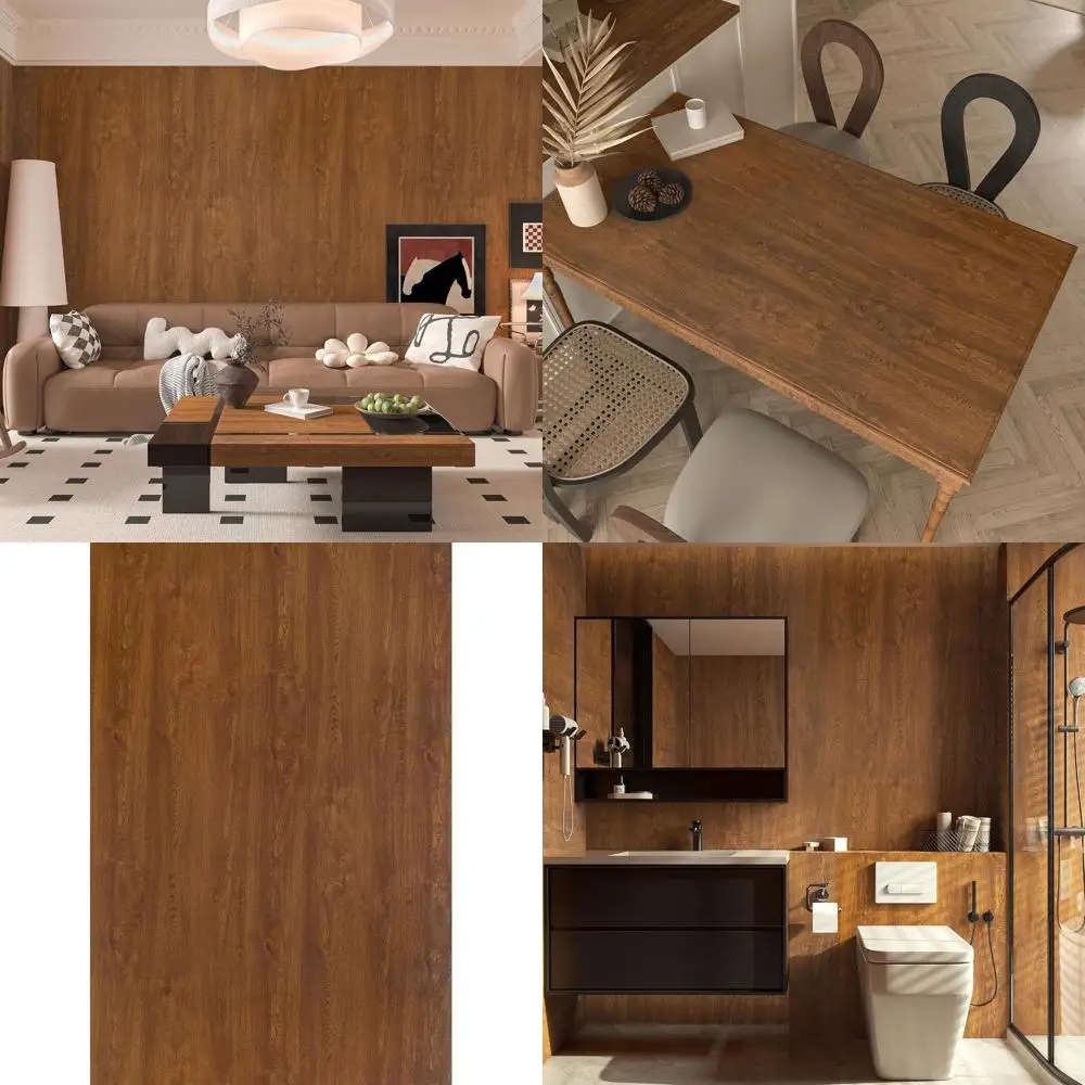 

Съемные виниловые обои под дерево — матовая отделка, толстые, без пузырьков, 31x354 дюйма, идеально подходят для декора кухни и мебели