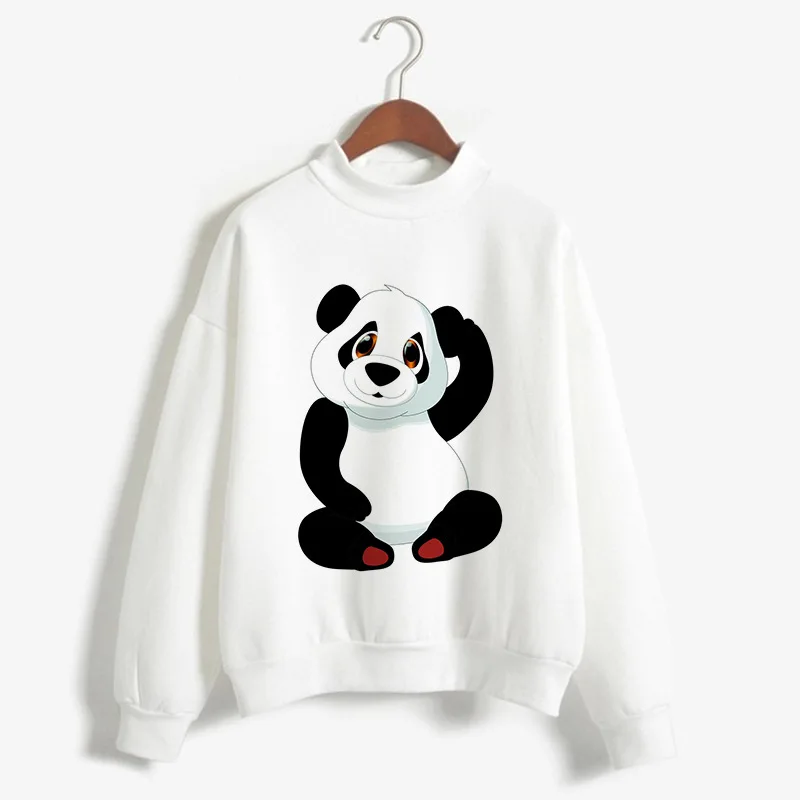 Hot Autumn and Winter Panda Print Long Sleeve Round Neck Plus Fleece Hoodie Europe and The United States Sweatshirt Clothes