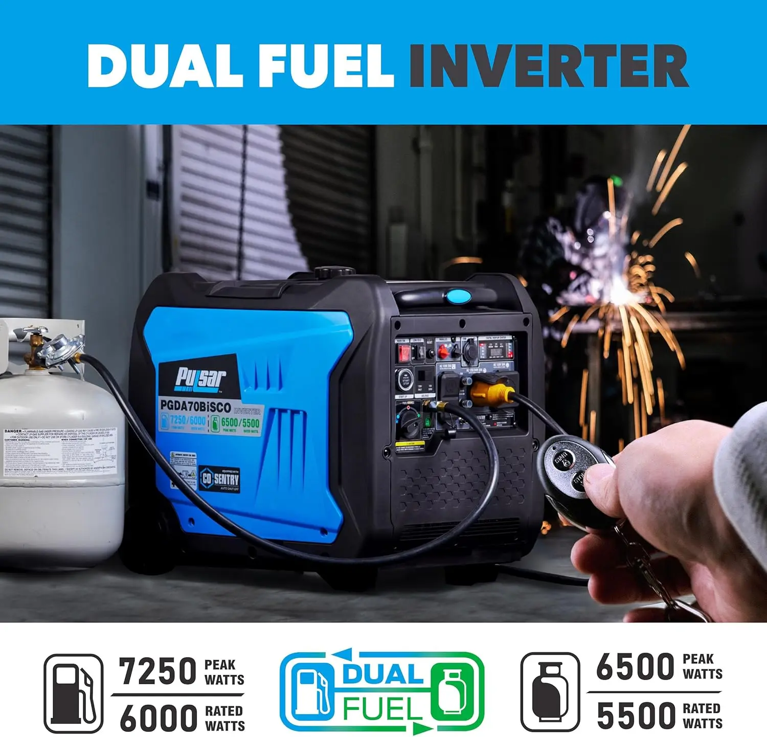 7250-Watt Super Quiet Dual Fuel Inverter Generator with Remote Start