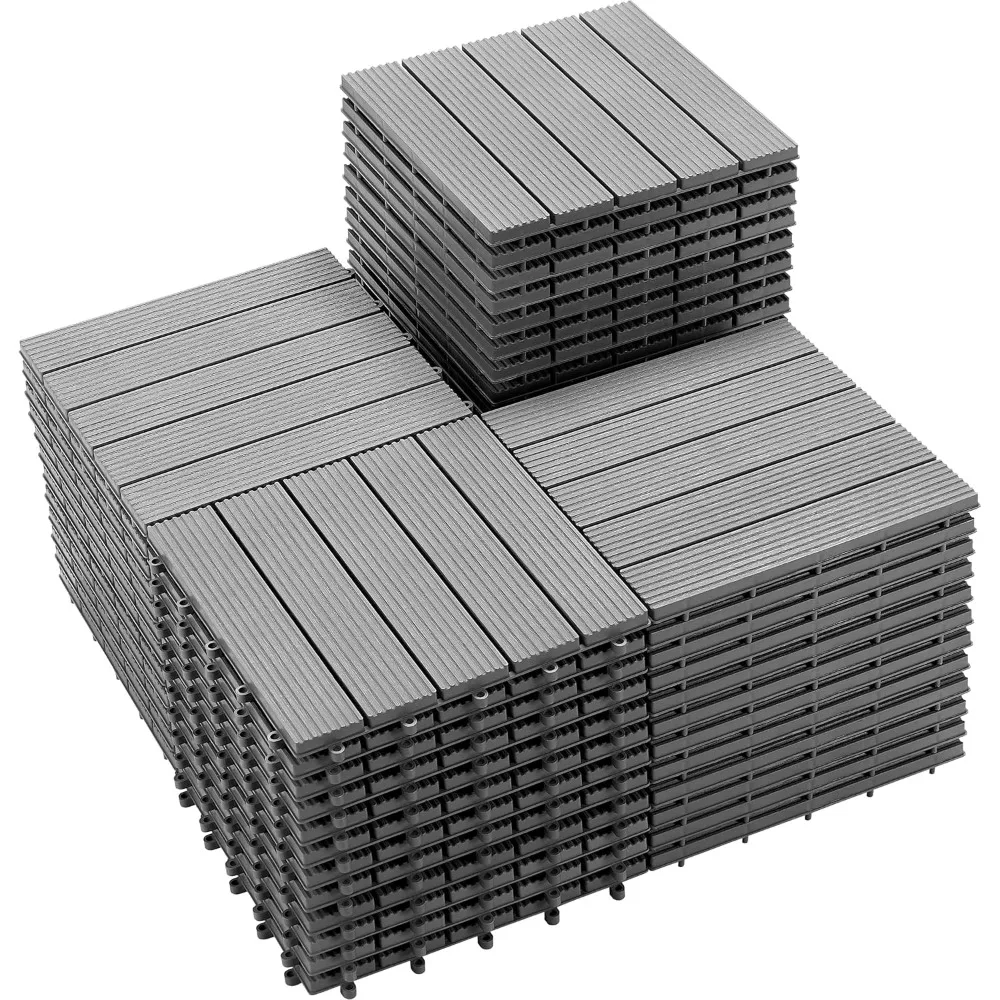 

54 PCS Plastic Interlocking Patio Deck Tiles - 12" x 12" Waterproof Indoor Outdoor Flooring, Patio Floor Decking for Balcony