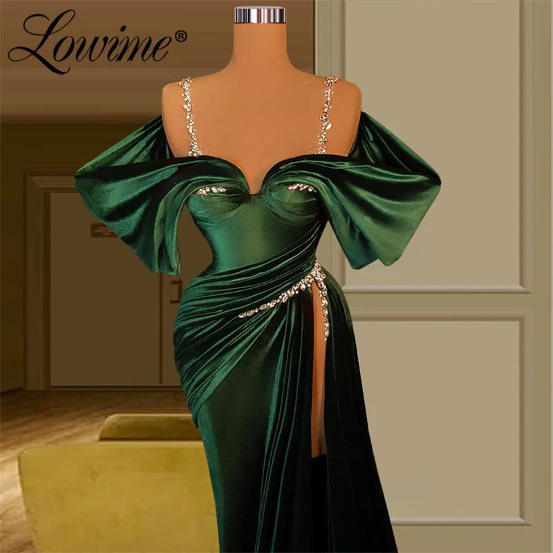 Lowime contas champanhe vestido de noite formal vestidos de ocasião sereia mangas compridas decote em v cristais feminino festa de formatura vestidos 2022