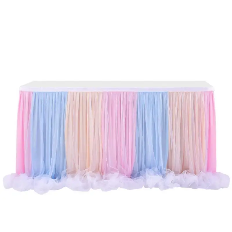 183Cm*77Cm Round Square Table Skirt Tulle Tutu Table Skirts Hotel Supplies For Wedding Kids Girl Birthday Party Decor