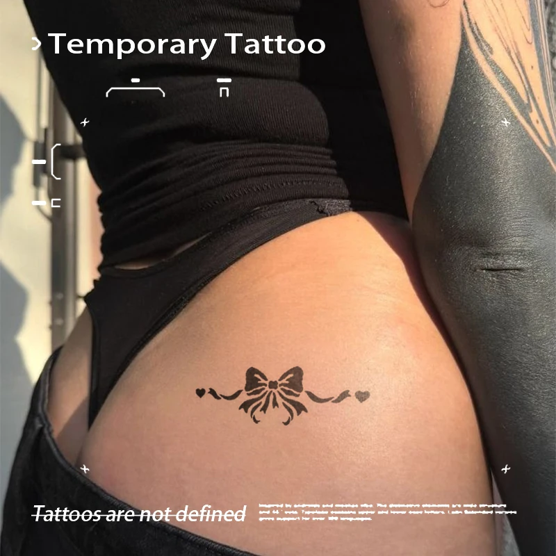 

Сексуальная Хотвайф, поддельная татуировка с бантом, наклейка на травяной сок, временные татуировки на Хэллоуин, водонепроницаемые, сексуальные инструменты для взрослых и девочек, необычные игрушки, Tatuaje