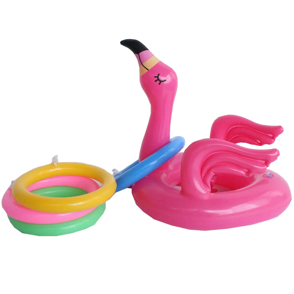 5 ชิ้นของหนึ่งชุด PVC โยนของเล่น Inflatable Flamingo แหวนน่ารักน้ําของเล่น Interactive โยนแหวนตลก Toss เกมของเล่นสําหรับ B