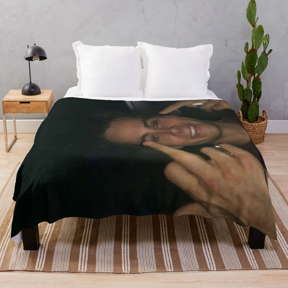 dylan o’brien middle fingers Throw Blanket Personalized Gift Sofa Quilt Blankets