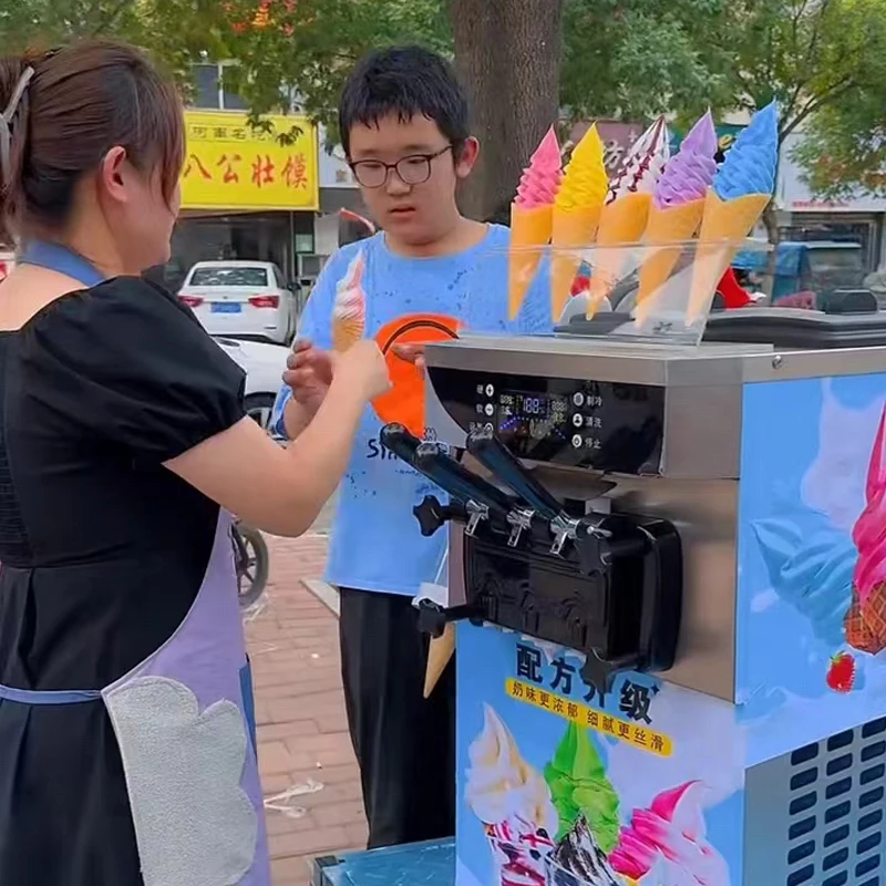 Outdoor electric ice cream machine Commercial small automatic cone ice cream machine Ice cream machine Mobile stall