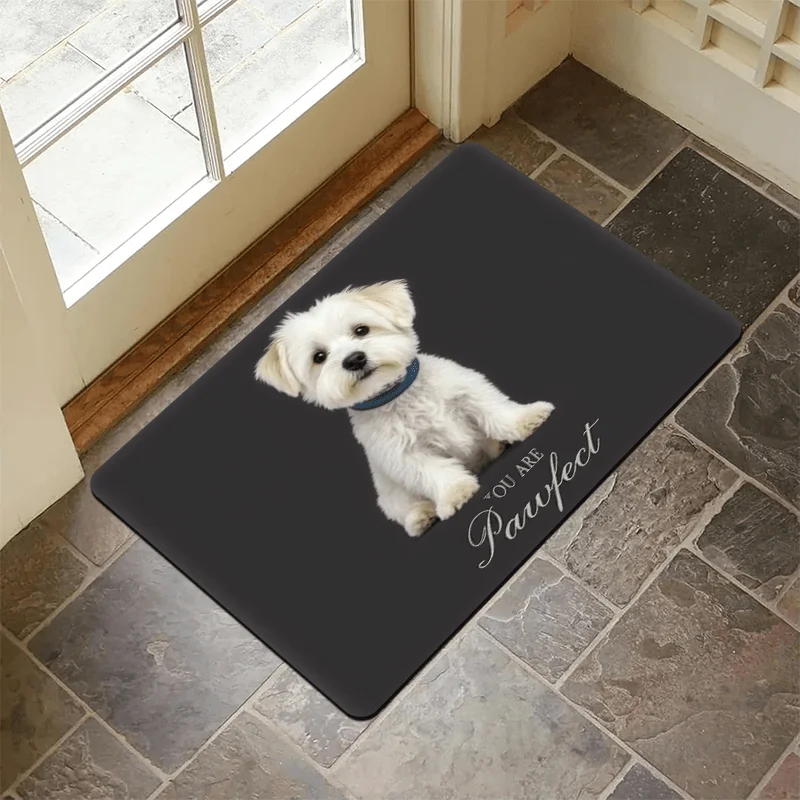 Maltese‑Dog Printed Rug, Animal Decor for Entryway, Bedroom, Living‑Room & Indoor Home Use