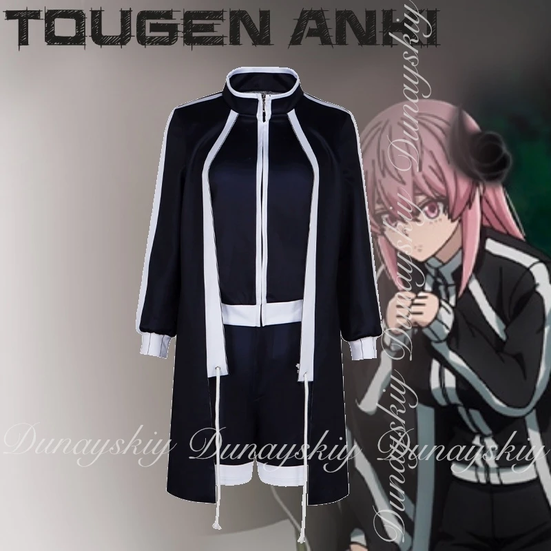 

Tougen Anki Anime Cosplay The Rasetsu Academy Men's And Women's Doubles Black And White School Uniform Cosplay Costume Full Suit