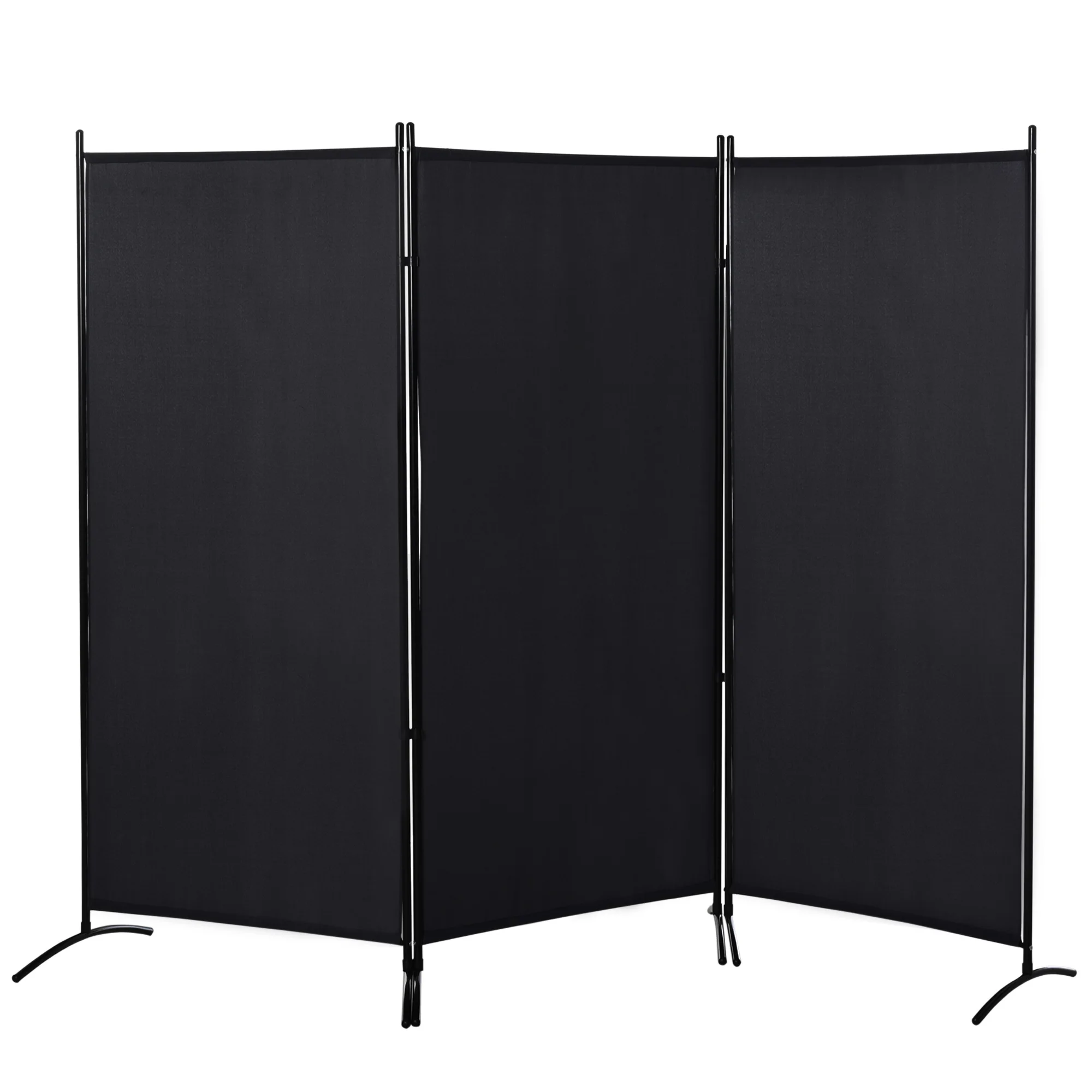 HOMCOM Biombo de 3 Paneles, Biombo Separador de Ambientes Plegable con 6 Pies de Metal, Divisor de Habitaciones, Salón, Dormitorio, 253x182 cm, Negro