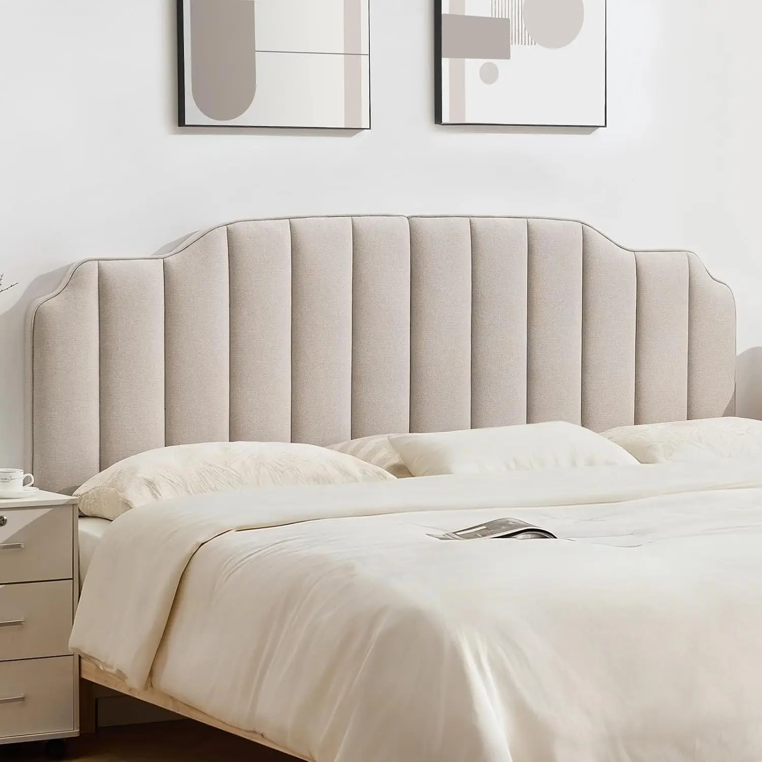 King Upholstered Headboard Only One-Piece Upgraded Bedroom Furniture, Customized
