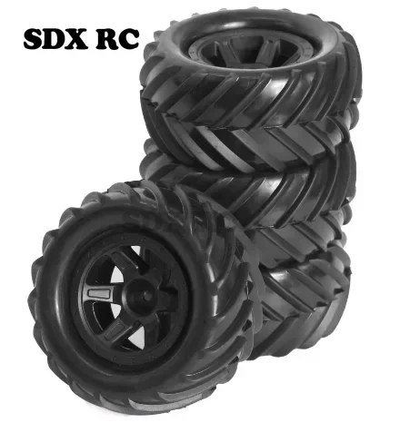 4 Stuks 90Mm Monster Truck Buggy Banden Wiel 12Mm Hex Voor E-Revo Mjx 16207 16208 Scy 16101 Hbx 1/16 Rc Auto Upgrade Onderdelen