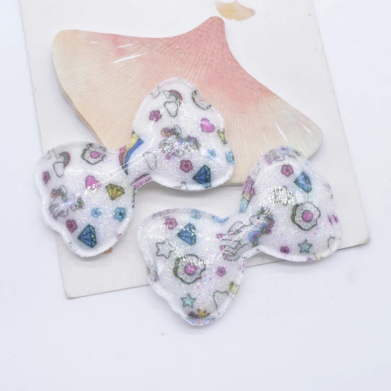 12Pcs 60*35mm Printed Kawaii PU Leather Bow Tie Applique for Hat Clothes Sewing Patches DIY Headwear Hair Clip Decor Accessories