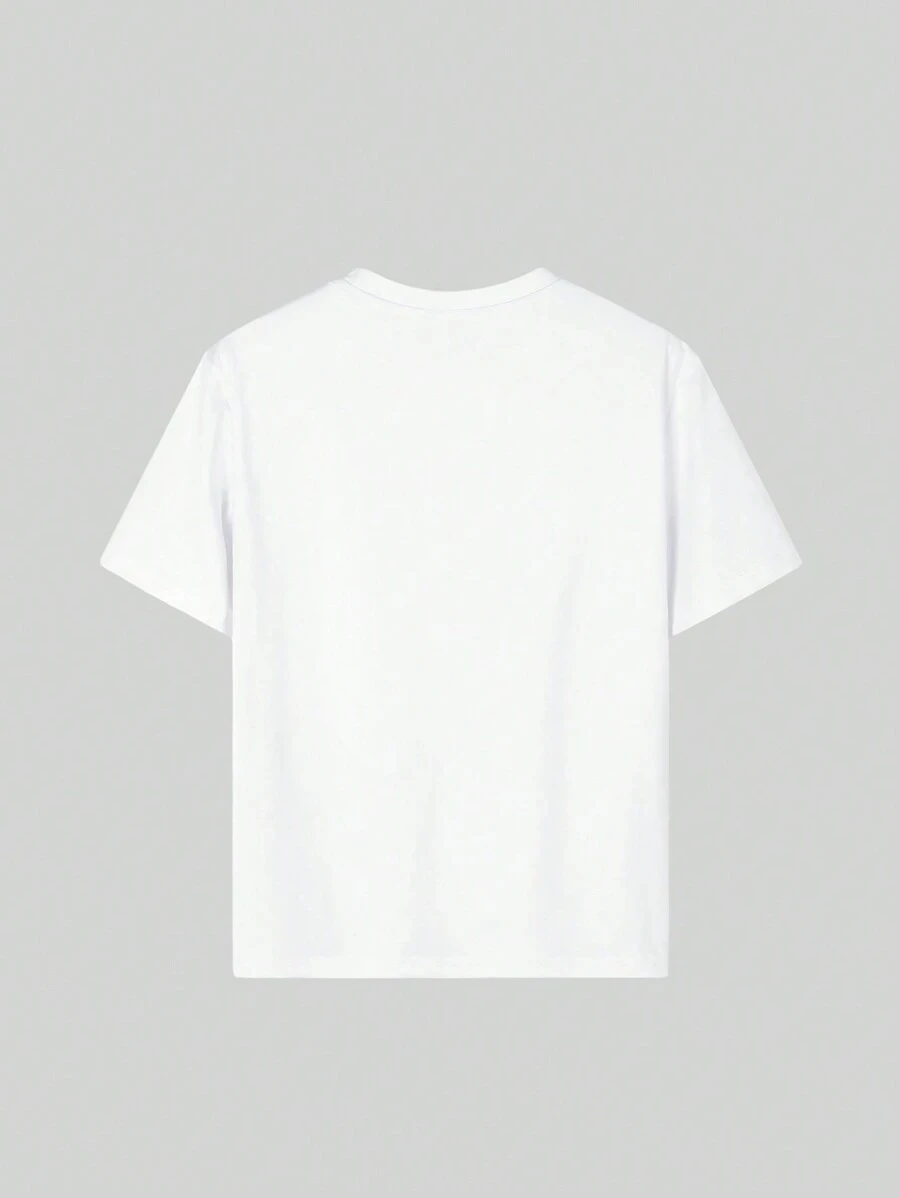 Summer casual letter print pattern round neck short sleeve T-shirt simple fashion clothing suitable for girls summer girls