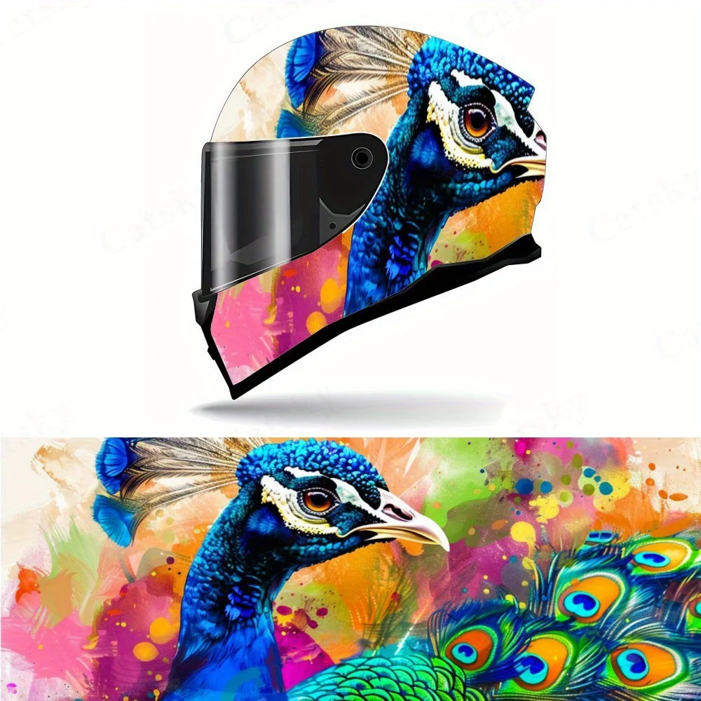 

Beautiful colored peacock motorcycle vinyl wraps helmet decal,self-adhesive waterproof helmet decoration,universal motorcycle he