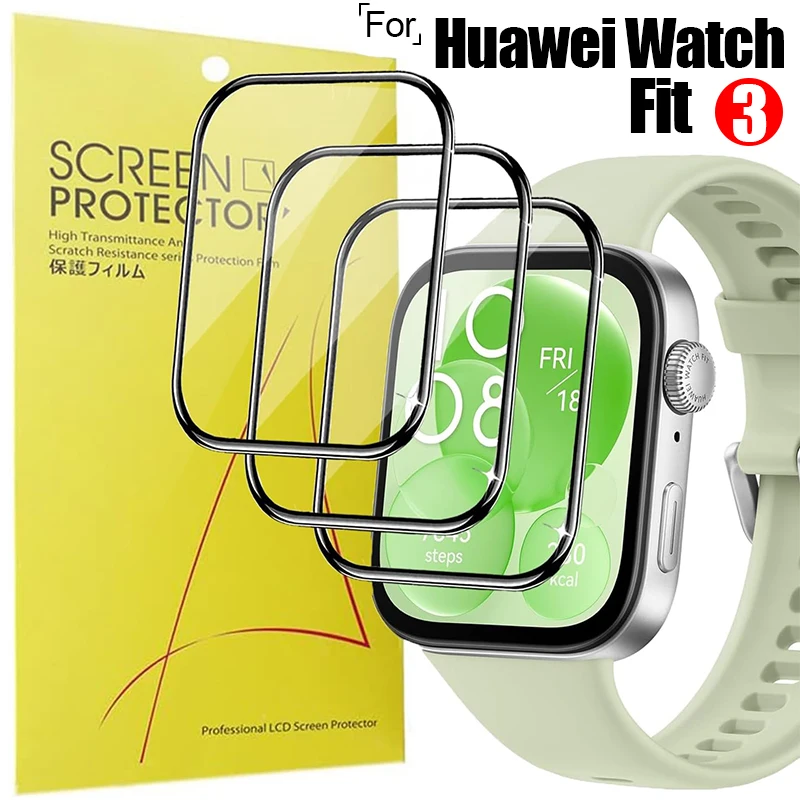 1-3SET 9D Curved Films For Huawei Watch Fit 3 Quick installation Full Cover Screen Protector For Huawei Fit3 Watch Accessories