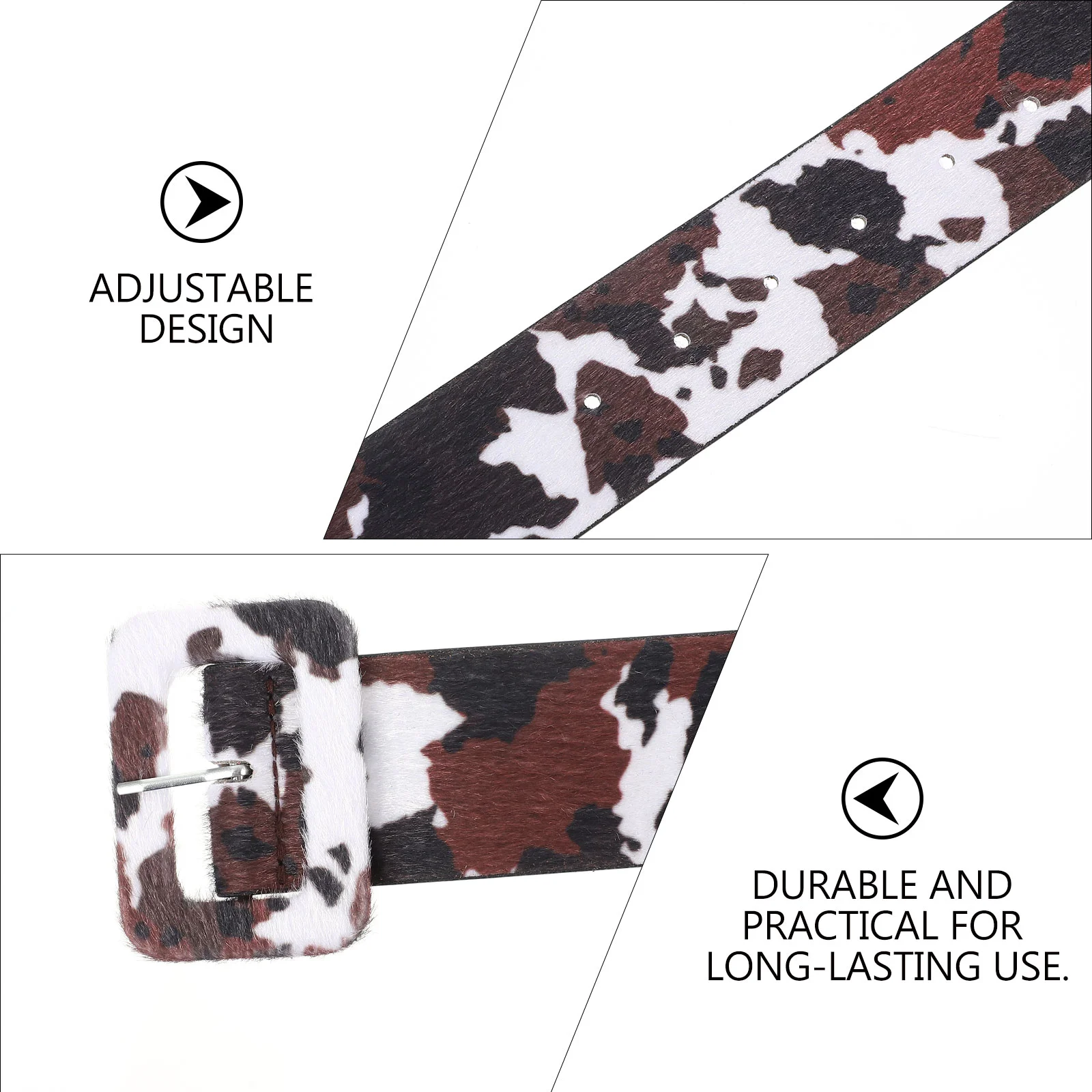 Belt Waist Women Faux Wristband Adjustable Cow Printing Short Plush Lady Cinch PU Women's Belts