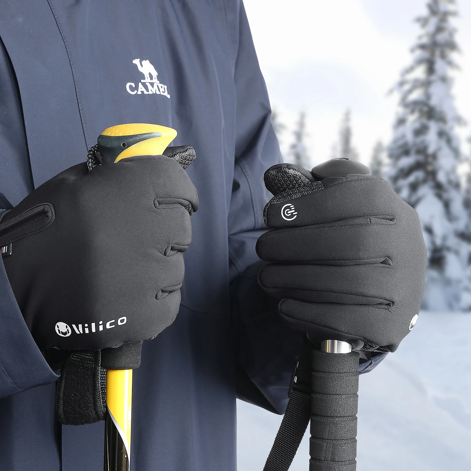 Winter Outdoor Warm Skiing Gloves Black Waterproof Touchscreen Anti-slip Cycling Mountaineering Motorcycle Gloves Men