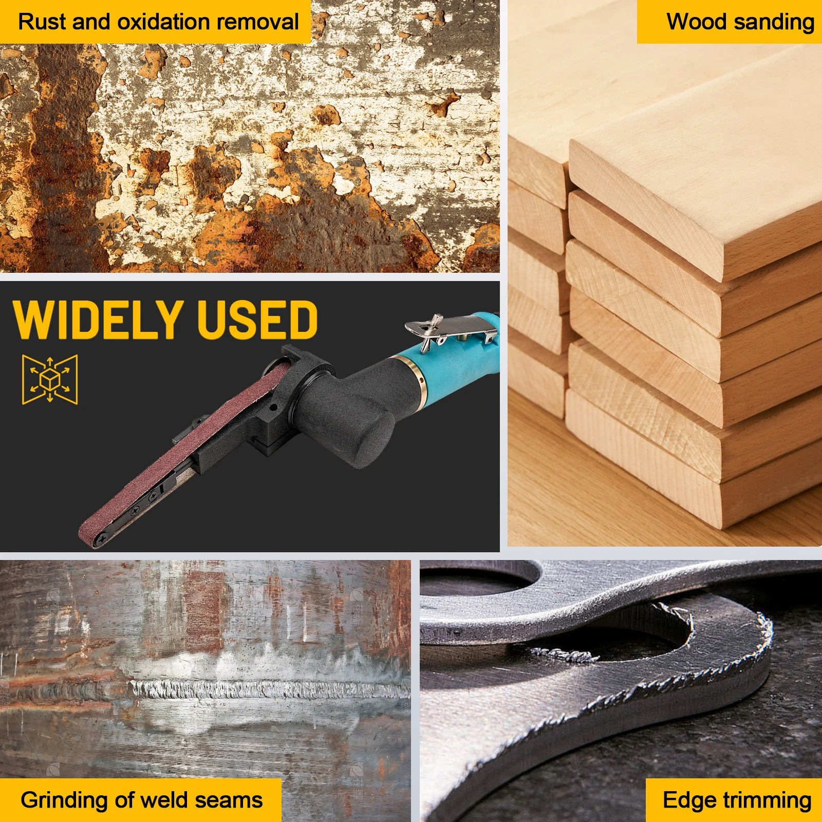 330x10 مللي متر حزام هوائي صغير ساندر أداة تعمل بالهواء المضغوط مع 12 قطعة أحزمة 60/80/120 حصى للألمنيوم الحديد الصلب الخ تلميع المعادن