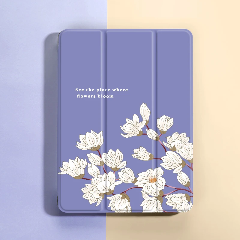 Flowers Case Compatible With iPad iPad 9.7-Inch (6th/5th Generation, 2018/2017)Mini4/5 ,Air4/5 10.9in,With Pen Holder