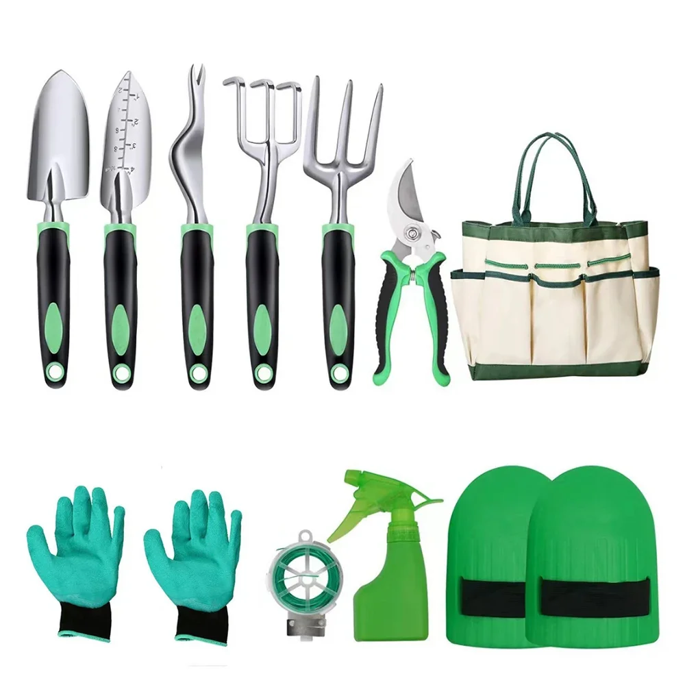 Garden Tool Set Garden Bag With Trowel Cultivator Hand Rake Transplant Trowel Gardening Gloves For Weeding Loosening Soil