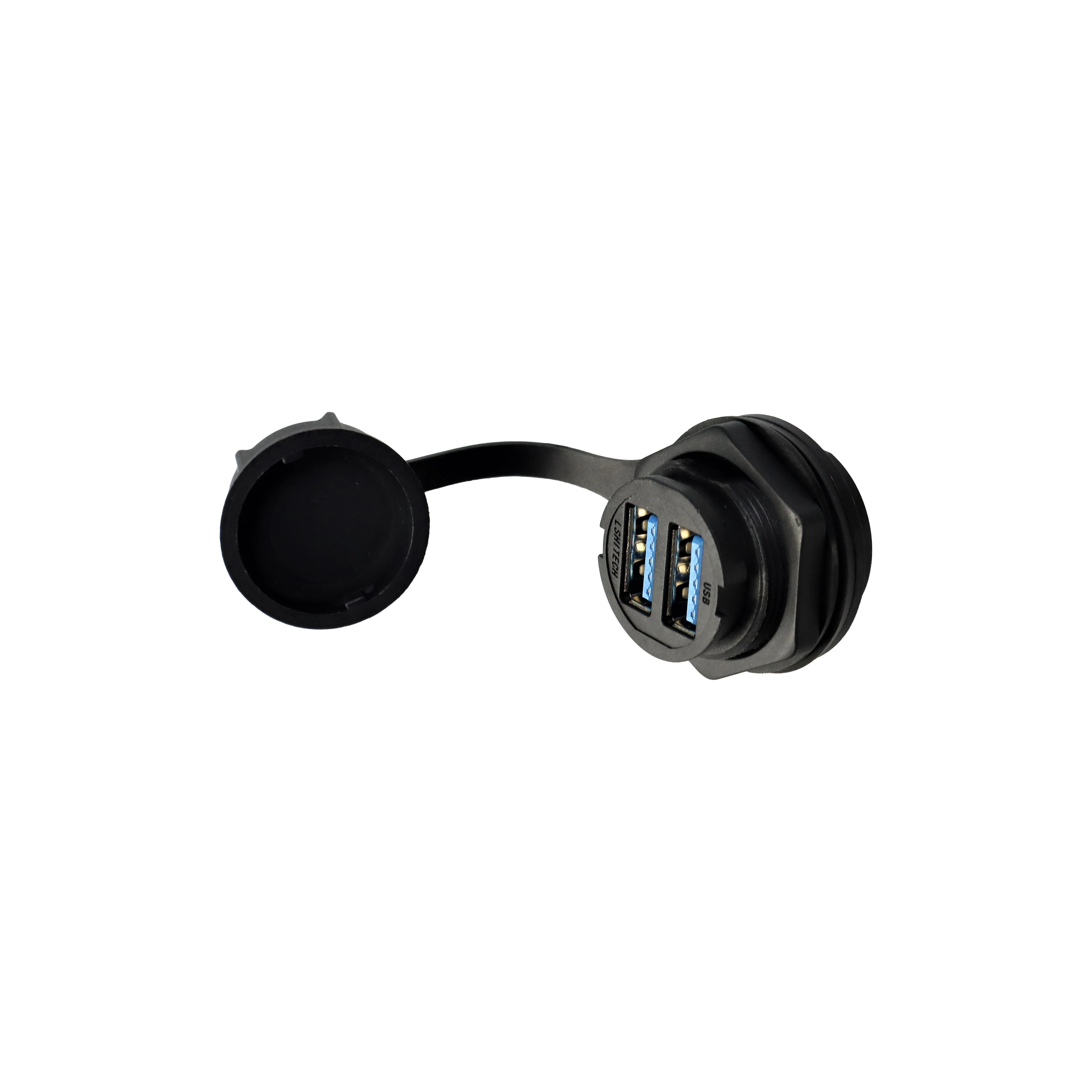 Hot Sale M25.2 Double Layer Front Nut USB3.0 Female Socket Pass Through / Solder Type for Outdoor Base Station/Marine Equipment