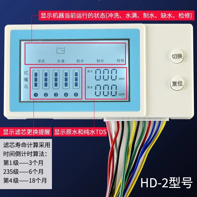 Household Water Purifier Control Board Dual TDS Display LCD Computerized RO Reverse Osmosis Water Purifier Accessories