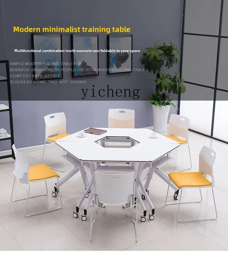 b1 folding conference table negotiation desk hexagonal training table multi-functional mobile modern simplicity