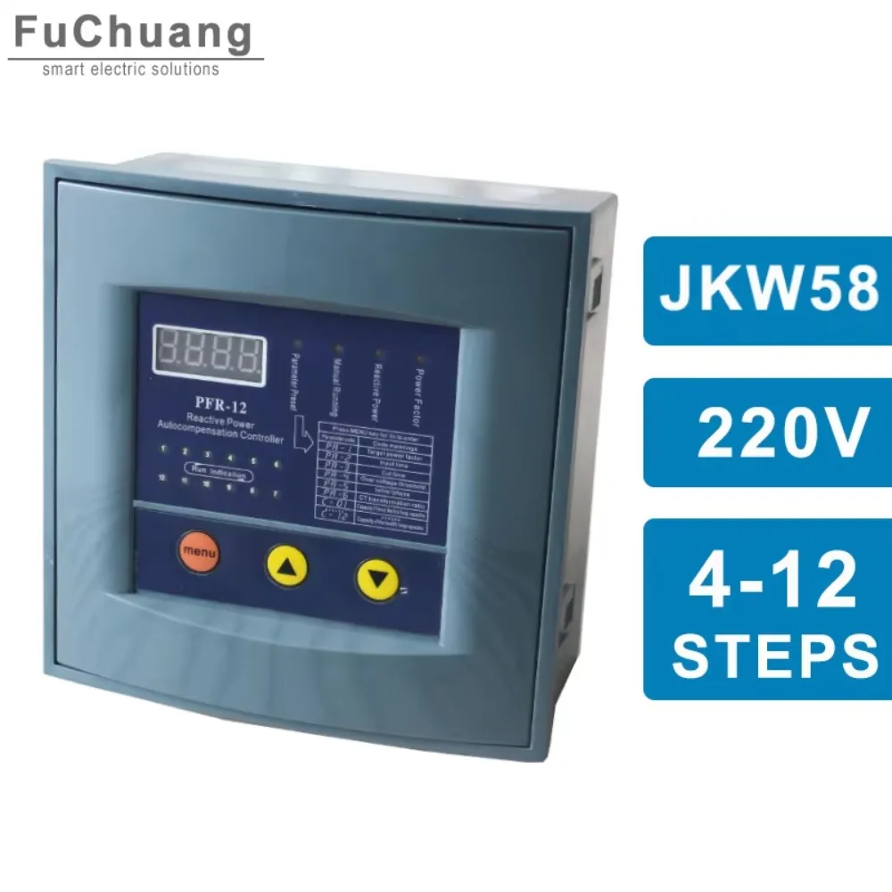 

Regulador Factor Potencia Reactiva JKW58 PFR-12, Controlador Compensación, Nuevo, 220V 50Hz, 4/6/8/10/12 Pasos, Universal