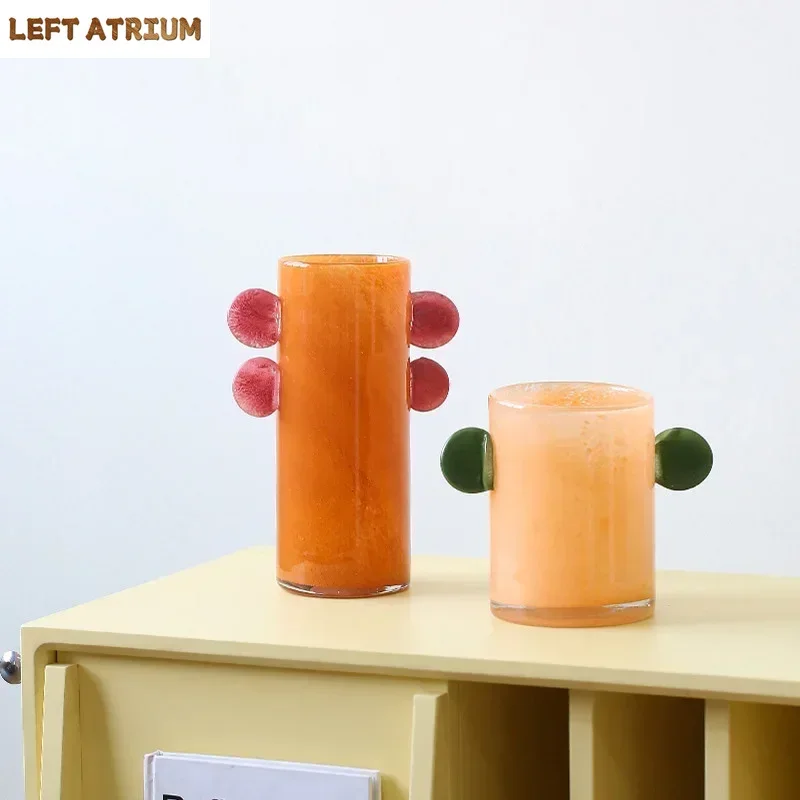 

Gradient Colorful Glass Vase Transparent Flower Pots Desk Decoration Flower Arrangement Floral Vases Room Aesthetic Decor