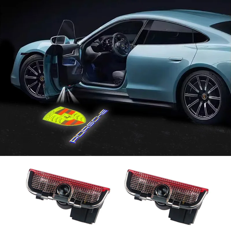 2Pcs LED Car Door Welcome Light Projector Ghost Shadow Lamp Accessories For Porsche Cayenne 958 Boxster 986 Cayman Macan S 911