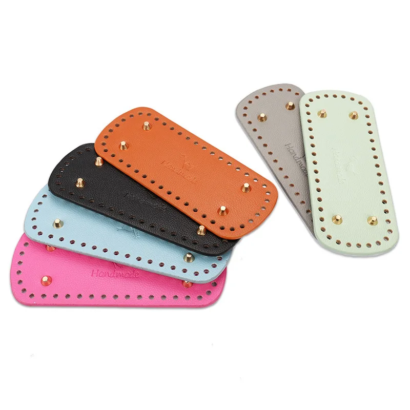 Fondo ovalado de 20x8cm de largo para bolso de punto, accesorios de bolso de cuero PU, parte inferior hecha a mano, almohadilla de ganchillo para mujer