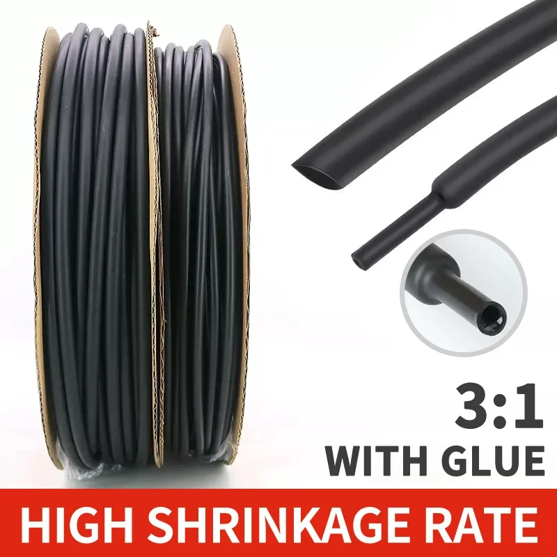 

100 Meters/10M Diameter 2.4~25.4mm 3:1 Ratio Adhesive Lined Heat Shrink Tubing Waterproof Wire Wrap Insulated Lined Cable Sleeve