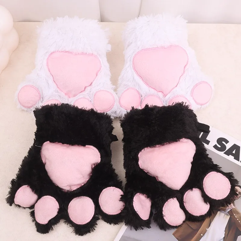 2024 New Winter Fursuit Cute Furry Cat Paw guanti bianchi Costume Cosplay peluche indossabile Soft Animal Cat Paw decorazione Cosplay