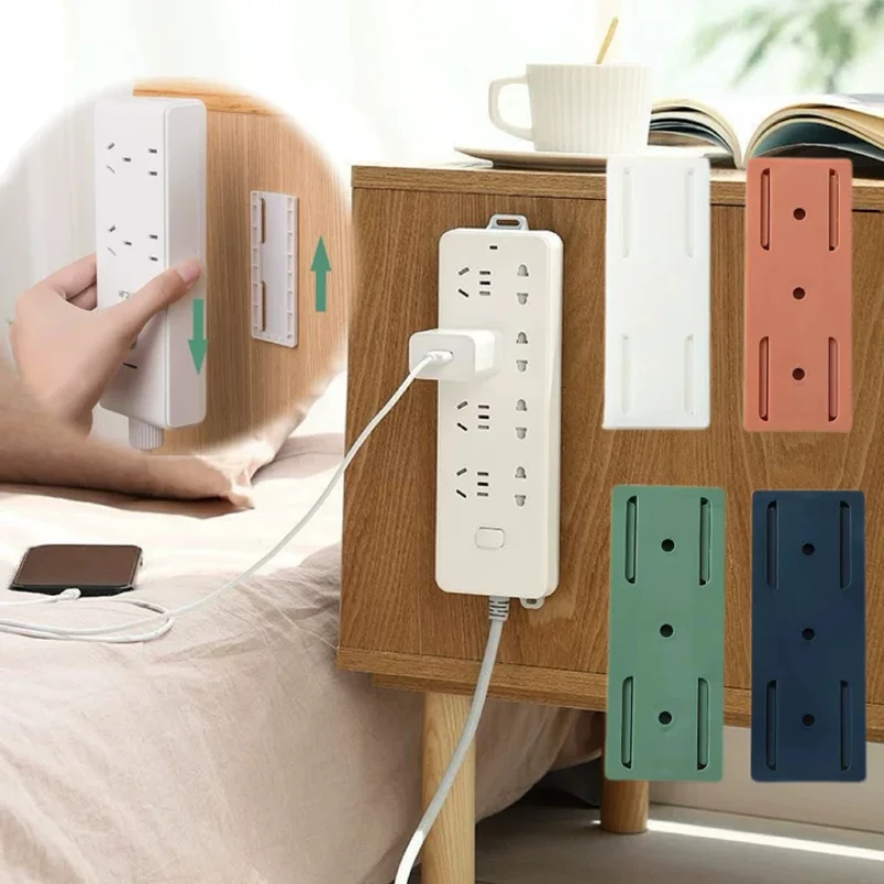 Power Strip Holder Wall-hanging Plug Punch-Free Fixer Socket Mount Self-Adhesive Cable Wire Organizer for Office