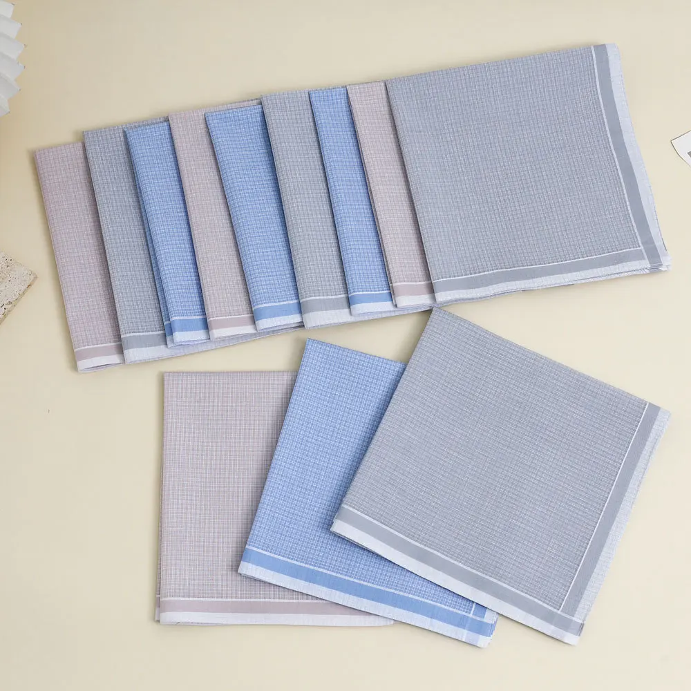 Vintage Thin Full Cotton Pocket Hanky 43cm Soft Comfortable Woven Fabric Portable Sweat Towel For Men Daily Carry