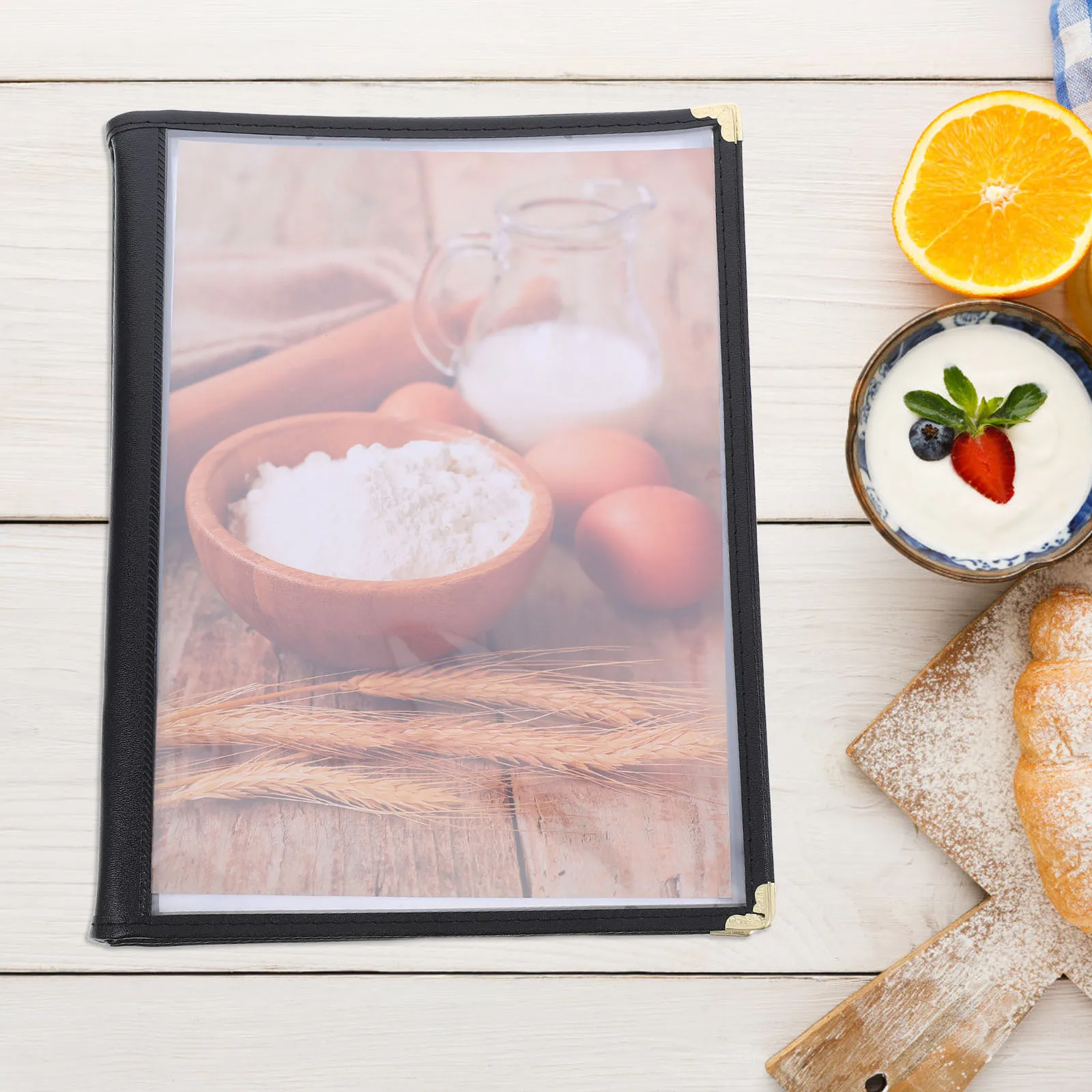 

Transparent Menu Binder Insert Drink List Holder PVC Cover Clear Pockets Stain Resistant Artificial