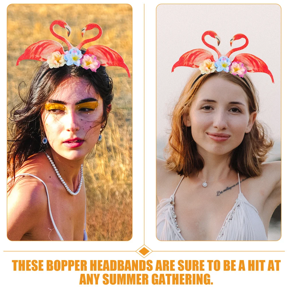 

2Pcs Flamingo Boppers Headbands Party Supplies Fun Whimsical Hair Accessories for Women Beach Weddings Flamingo Headband
