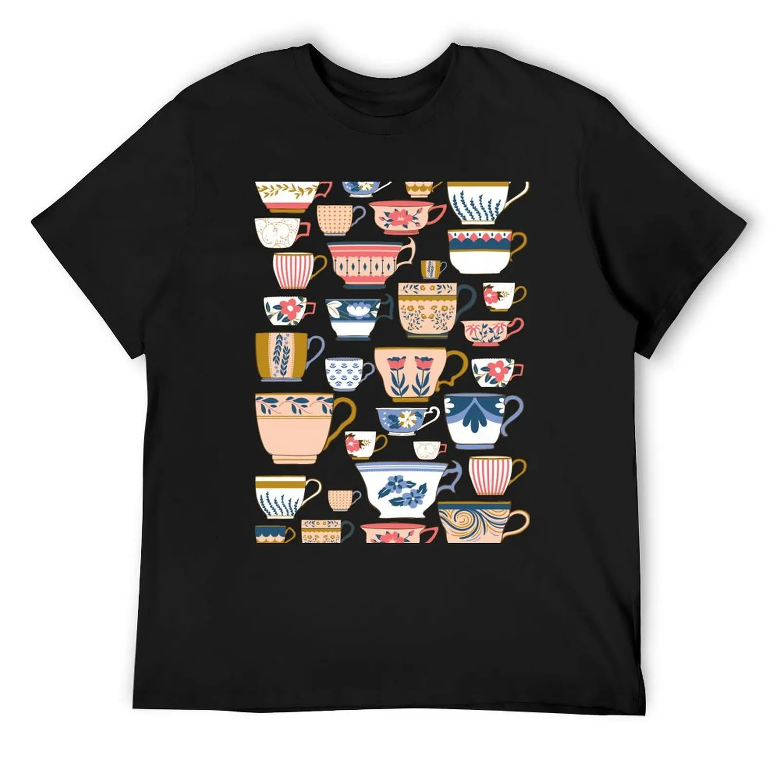 Tea cups of all shapes and patterns T-Shirt tops summer clothes animal prinfor boys custom shirt mens graphic t-shirts anime