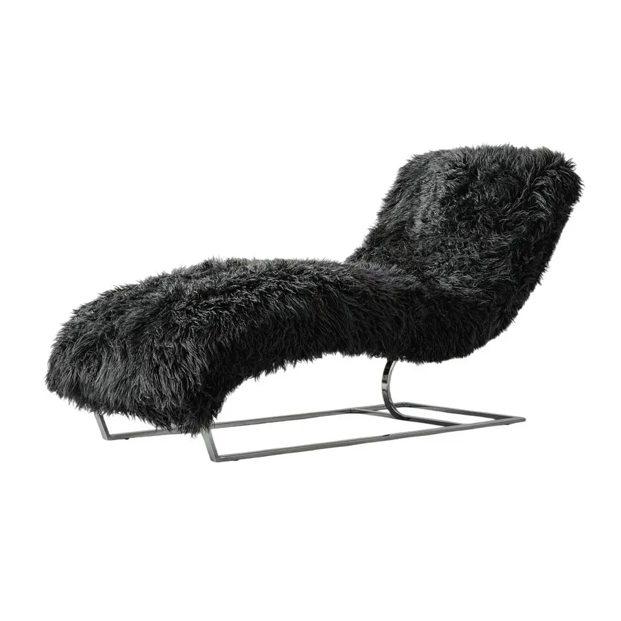 #Vintage1960s Midcentury Modern Oversized Luxury Genuine New Zealand Long-haired Sheepskin Chaise Lounge Chair for Living Room