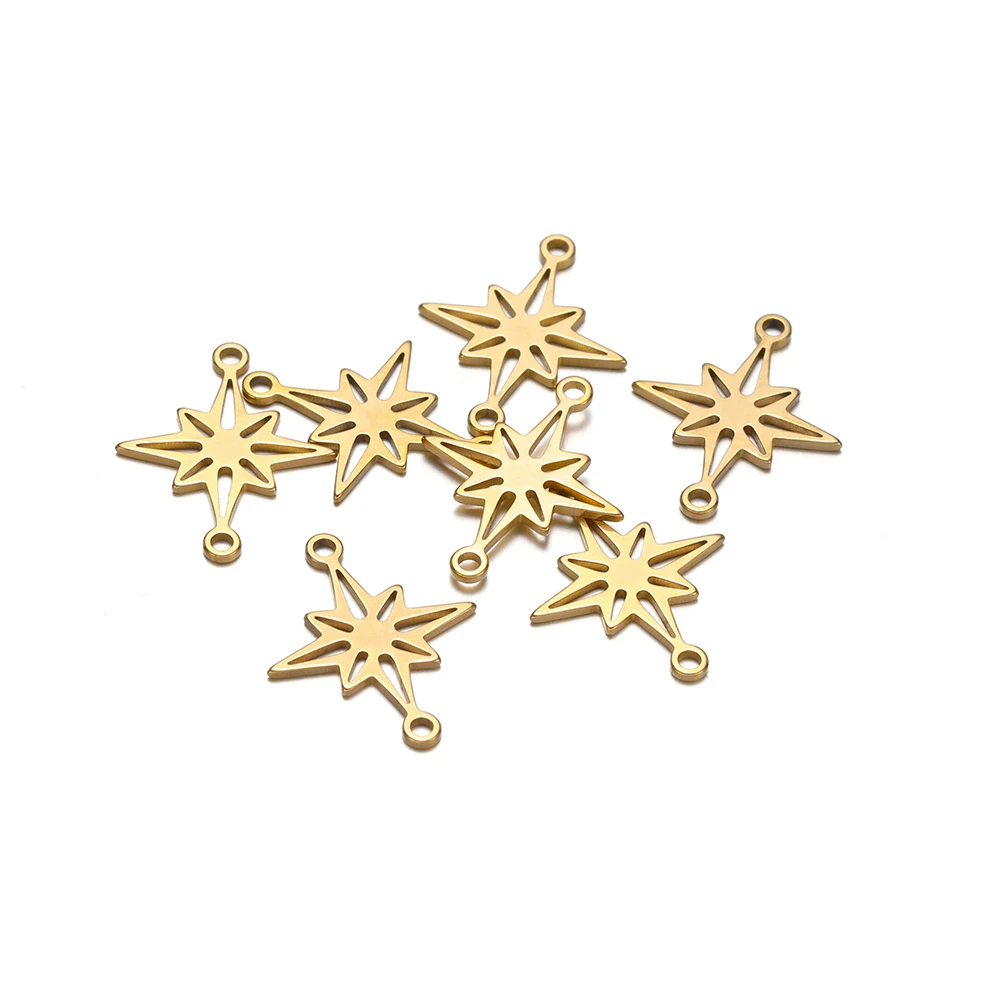 20Pcs Stainless Steel Star Charms Christmas Snowflake Pendants for DIY Delicate Jewelry Bracelets Findings Necklaces Supplies