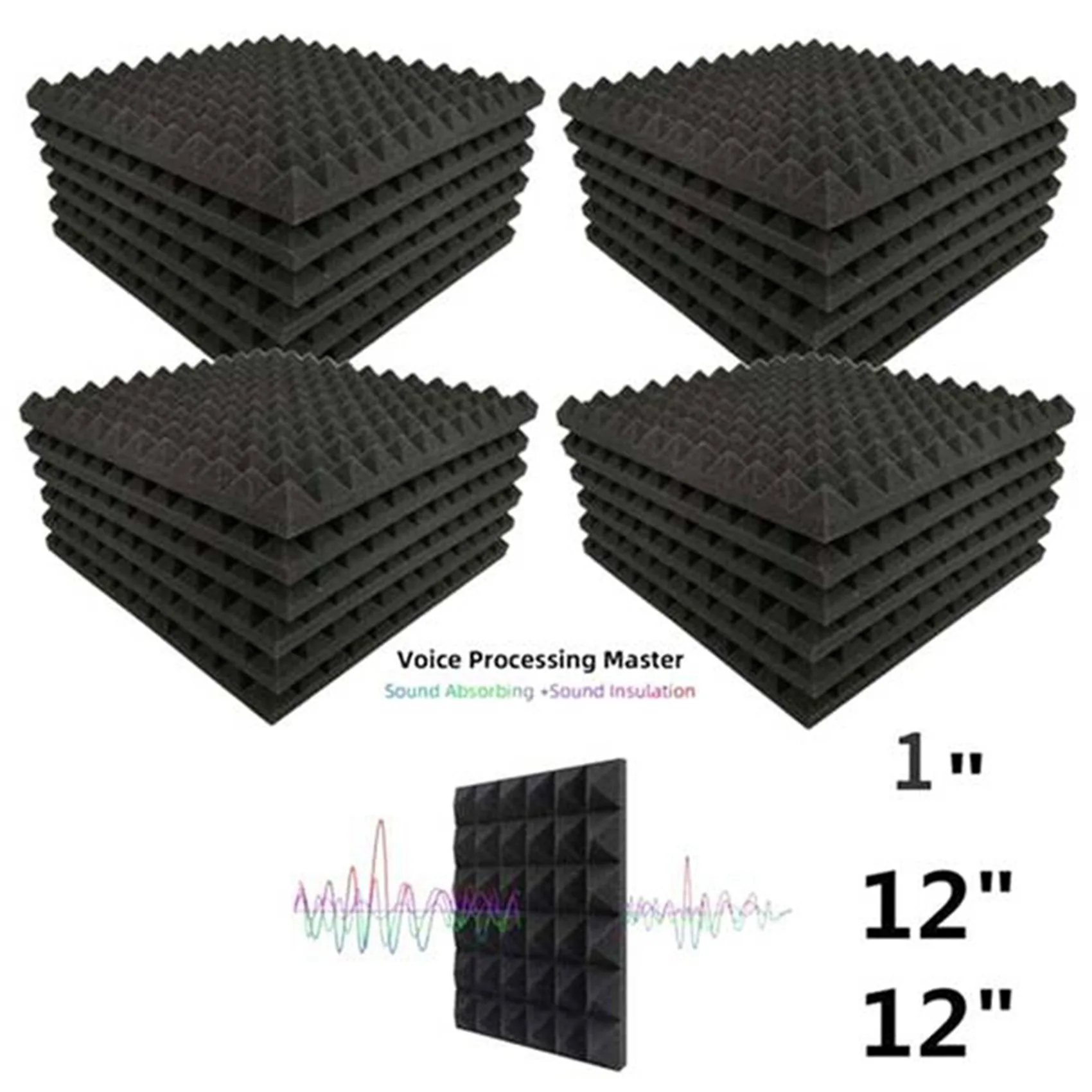 A84E-12 Pcs Acoustic Panels Foam Board Studio Sound-Absorbing Firewall Wedge Tiles Helps Reduce Echo And Unnecessary Noise
