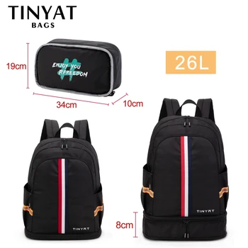 TINYAT-Sac à dos scolaire étanche pour hommes et femmes, sac de voyage pour la rentrée scolaire avec rangement pour chaussures, pliable et résistant aux taches pour étudiants