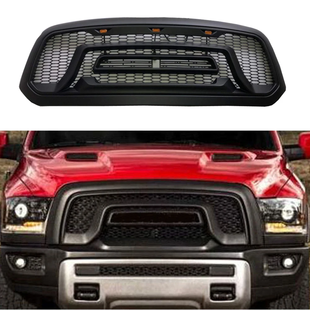 МАТОВЫЕ передние стержни БАМПЕР ГОНОЧНЫЕ СВЕТОДИОДНЫМ ДЛЯ DODGE RAM 1500 2014-2018 АВТОМОБИЛЬНЫЕ СЕРЛАЗЫЕ С 3 ШТ. ЛОГОТИПОМ LETTETS