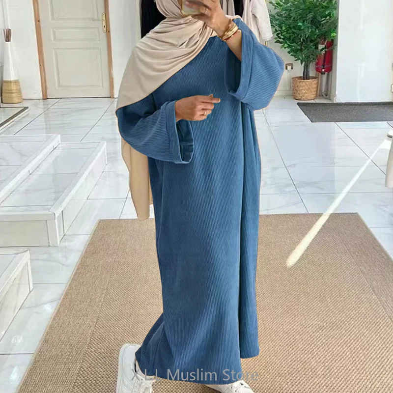 Abayas de luxe pour femmes musulmanes, caftan de Dubaï, caftan de Turquie, beige, café, marocain, robes d'hiver décontractées, 1 pièce