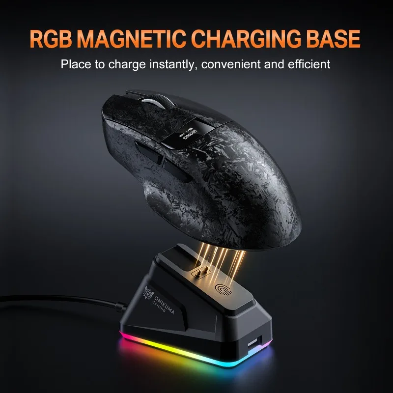 ONIKUMA DM08 Wireless Gaming Mouse Tri Mode Bluetooth 2 4G Wired PAW3311 12000 DPI RGB Charging Dock for Windows PC Laptop Gamer