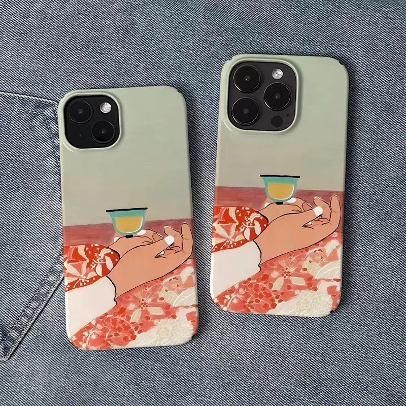 Ins bebiendo ligeramente para disfrutar de uno mismo funda de teléfono para IPhone 17 16E 15 14 Plus 13 Mini 11 Pro Max 12 Pro contraportada XS XR SE