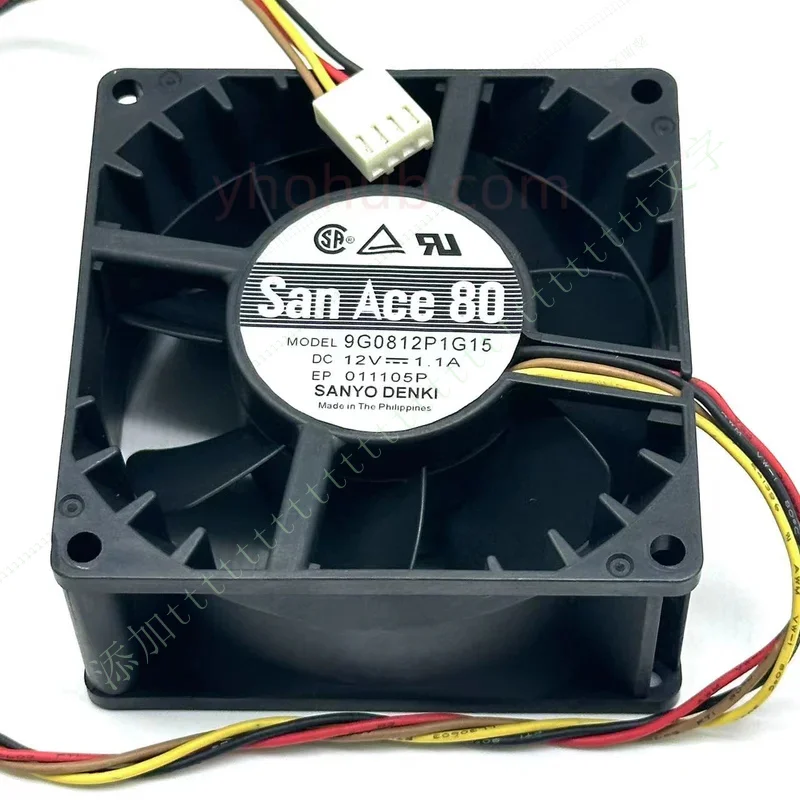 

W FOR SANYO DENKI 9G0812P1G15 DC 12V 1.1A 80x80x38mm Server Cooling Fan