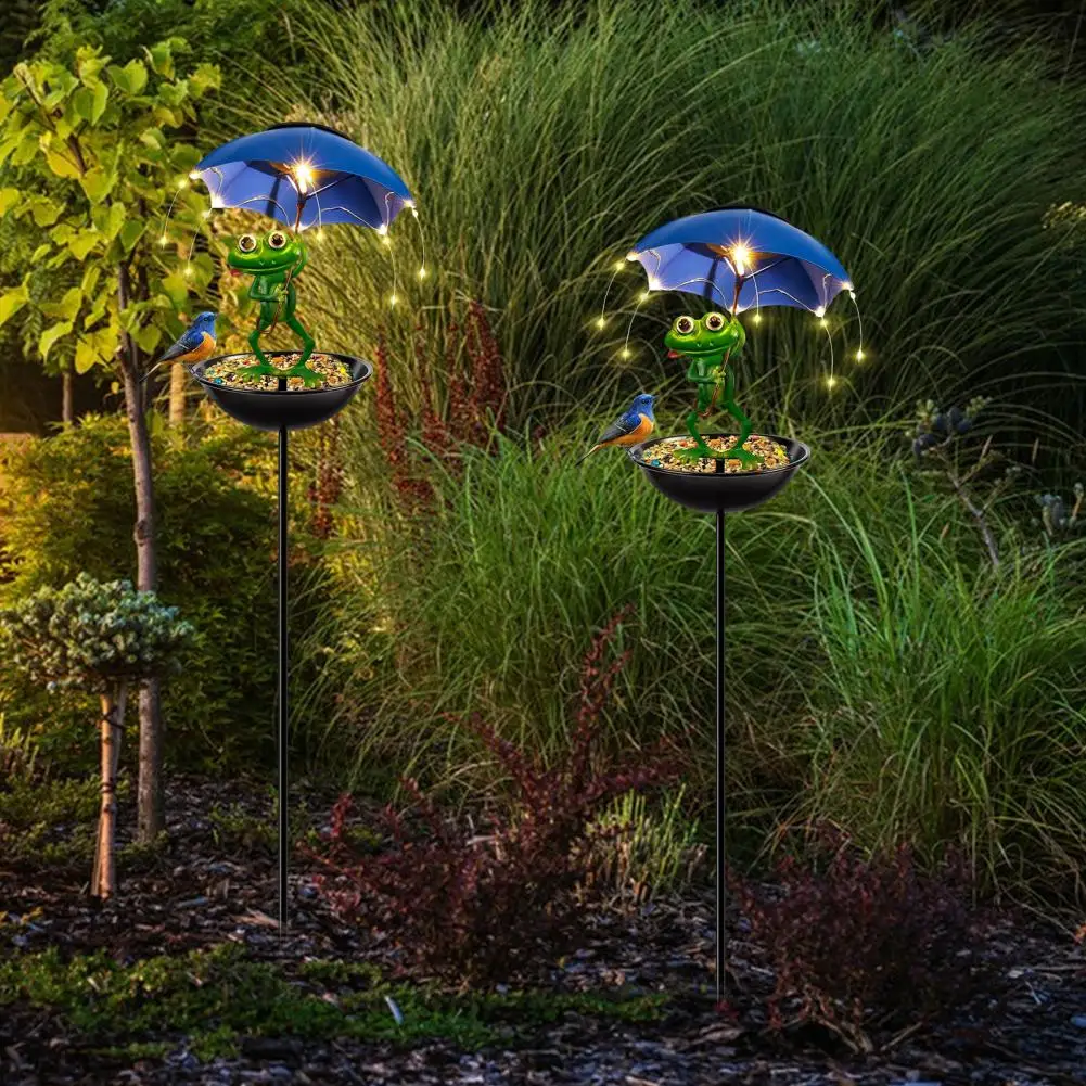 

Led Light Hummingbird Feeder Solar Hummingbird Feeder Frog Garden Figurine with Umbrella Stake for Yard Art Decoration for Lawn