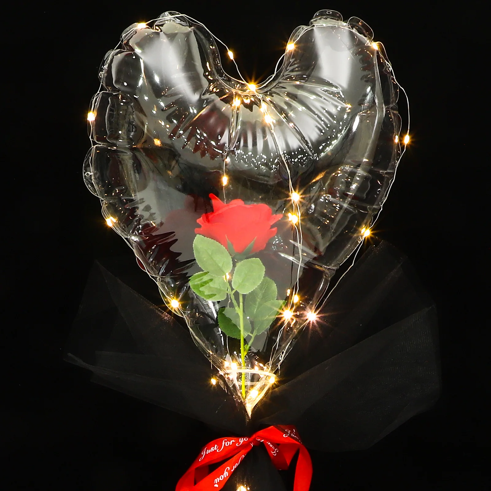 

2pcs Luminous Heart Ball Transparent Glowing Balloons For Wedding Party Valentine'S Day Decor Diy Light Up Balloon Set