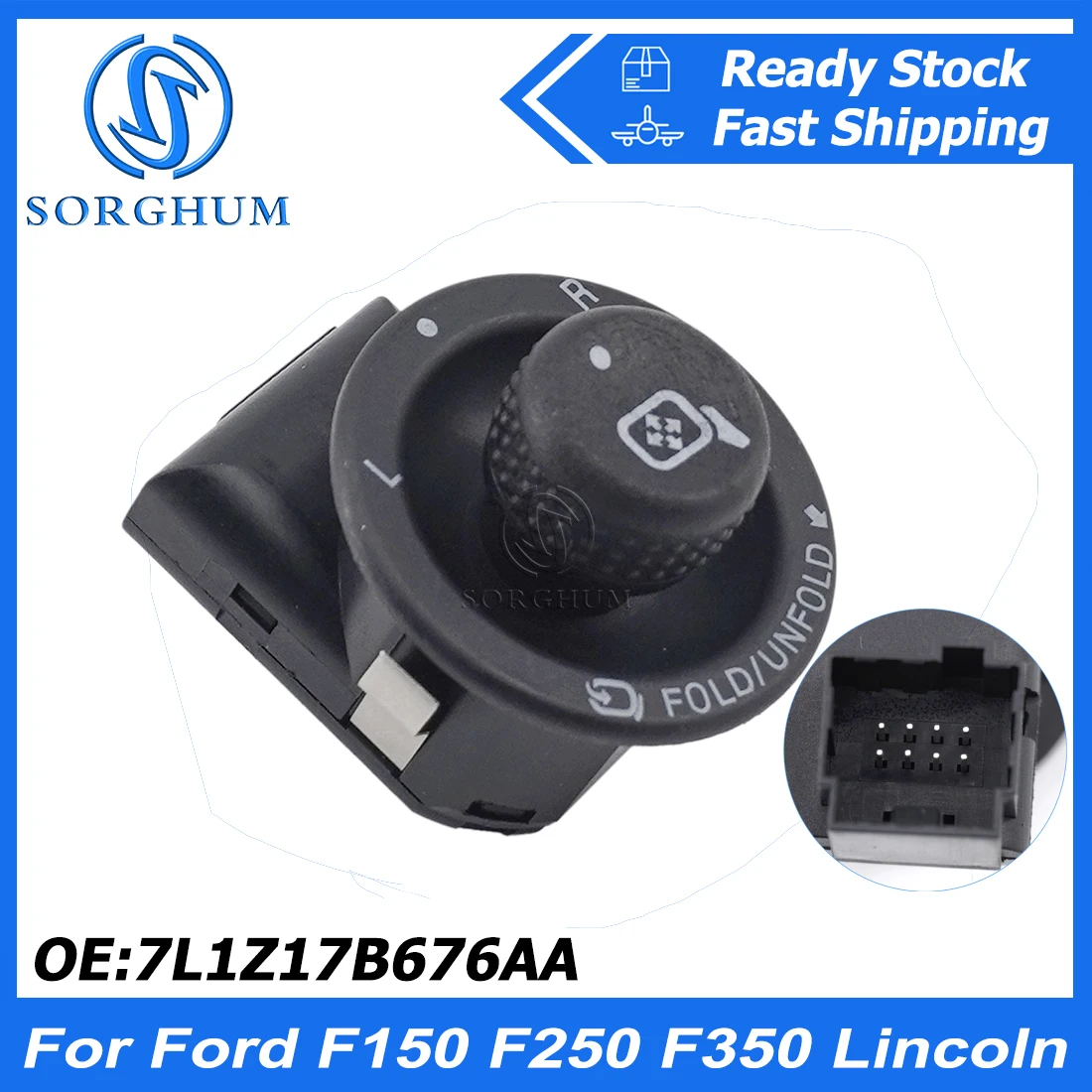 SORGHUM Car Power Fold Side Mirror Adjust Control Switch Rearview Switch For Ford Expedition F150 F250 F350 Lincoln 7L1Z17B676AA